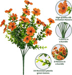 Lnoicy 20 Bundles Artificial Flowers for Outdoor Fake Plants for Spring Decoration,Faux Eucalyptus Flowers for Planter UV Resistant Lifelike for Home Porch Garden（Orange）