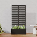 Casaphoria Metal Raised Garden Bed with Trellis, 59"x30"x12" Planter Box for Climbing Plants, Vegetables & Vines, Features Drainage Holes and Privacy Screen, Black-Harold