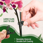 10Pcs Plant Support Stakes for Indoor Plants 16 Inches with 15 Clips, Plant Sticks for Indoor and Outdoor Plants, Tall Bendable Orchid Clips and Single Stem Flower Stakes (Green)