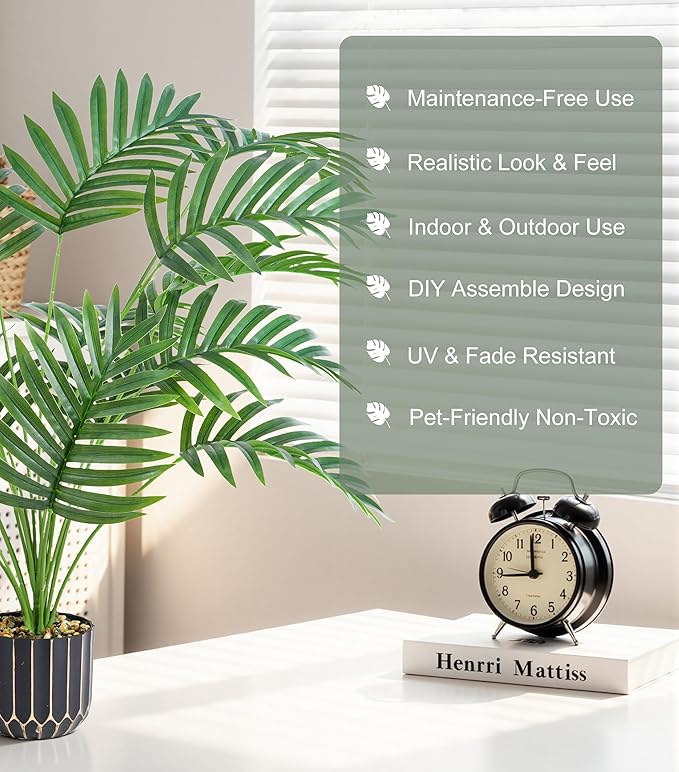 28" Artificial Areca Palm Plant Tall Fake Faux Plants Indoor Outdoor Tree for Living Room Home House Decoration