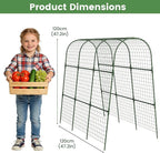 Cucumber Trellis, Metal Garden Arch Trellis for Raised Bed, 48 x 48inch U-Shape Garden Trellis for Climbing Plants Outdoor, Vegetables Fruit Plant Support with Netting, Gardening Supplies (Green)