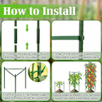 3 Pack Pepper Cages for Garden, 48" Adjustable 1–3 Tier Pepper Plant Support, Heavy Duty Steel Pepper Cage, Rust-Resistant Triangle Frame for Grow Bags, Patio & Raised Beds, Tomato Cage Alternative