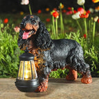 Garden Dog Statues Outdoor Decor, Solar Lights Outdoor Cocker Spaniel Figurine Garden Decorations Solar Dog Ornaments for Patio, Lawn, Yard Art Decoration, Housewarming Gifts