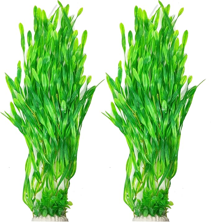 25.98 Inch Tall Aquarium Plants – 2 Pcs Fish Tank Plants Plastic，Large Lifelike Artificial Fish Tank Decorations, Durable & Safe for Freshwater/Saltwater Aquariums (Green (Style B))