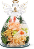 Gifts for Mom Birthday Gifts for Women Preserved Rose Forever Flower in Glass Angel Figurines Fresh Flowers for Delivery Anniversary Real Colorful Roses for Grandma Her Wife Mothers from Daughter