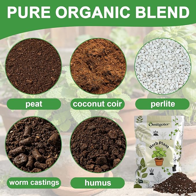 Organic Potting Soil Mix for Indoor Plants & Herb Gardens 4qt- All-Purpose Nutrient-Rich Natural Soil