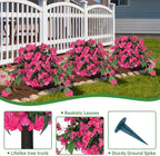 Artificial Bougainvillea Topiary Trees Set of 2, Pink Fake Shrubs Bushes with Ground Spike, Faux Evergreen for Porch Plants, UV Resistant Artificial Flowers for Outdoors Indoor Front Garden