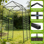 Metal Garden Arch Trellis for Climbing Plants Outdoor, 7.1FT Extra Tall Cucumber Trellis for Raised Bed, Plant Trellis for Vegetable Fruit Flower Vine（Black）