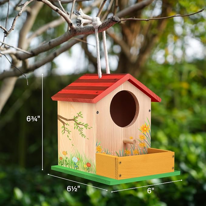 LotFancy Bird House Kit, DIY Wooden Birdhouse Kits, Arts and Crafts Painting Kits for Kids Ages 4+, Build and Paint, Including Paints & Brushes