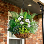 Hrobek Outdoor Faux Plants UV Resistant - 8 Bouquets Realistic Artificial Eucalyptus Fern Morning Glory Greenery for Patio Garden Front Porch Decor Weatherproof Fake Plants for Outside