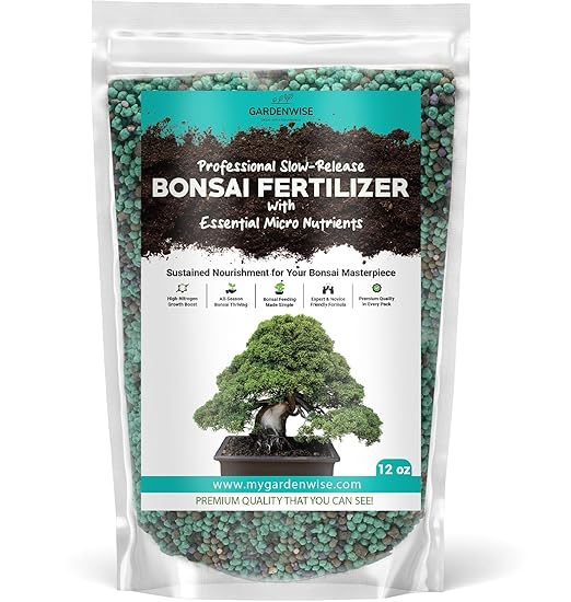 GARDENWISE Slow-Release Bonsai Fertilizer with Essential Micronutrients - Professional Grade Bonsai Tree Fertilizer Pellets | Perfect Food for Indoor & Outdoor Bonsai Trees (12 OZ)