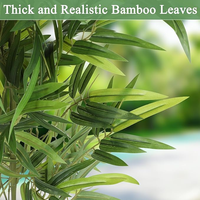 mapleway Artificial Bamboo Plant for Home Decor, 6FT Faux Bamboo Tree with Natural Trunks, Tall Fake Tree with Pot for Balcony Patio Corridor Doorway Staircase