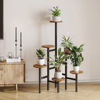 6 Tier Corner Plant Stand Indoor Outdoor, Tall Large Plant Shelf for Multiple Plants, Tiered Flower Pot Holder, Metal Display Plant Shelves for Living Room, Balcony, Patio, Garden(Rustic Brown)GPS514R