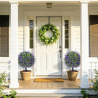 Bdor 25" Artificial Lavender Topiary Ball Trees with Ground Stake, Faux Potted Plants Purple Lavender Set of 2, Outdoor Fake Flower Bushes, UV Resistant for Home Lawn and Front Porch Garden Decor