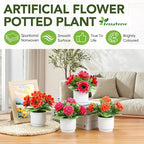 Artificial Plants Set of 4，High Rating Artificialke Flowers|Red Silk Flowers for Home, Office, Bedroom, Bathroom Table Décor & Gifts for Women and Children