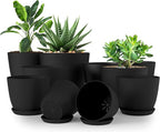 Utopia Home - Plant Pots Indoor with Drainage - 7/6.6/6/5.3/4.8 Inches Home Decor Flower Pots - Pack of 10 Plastic Planters for Indoor Plants, Cactus, Succulents Pot - Black