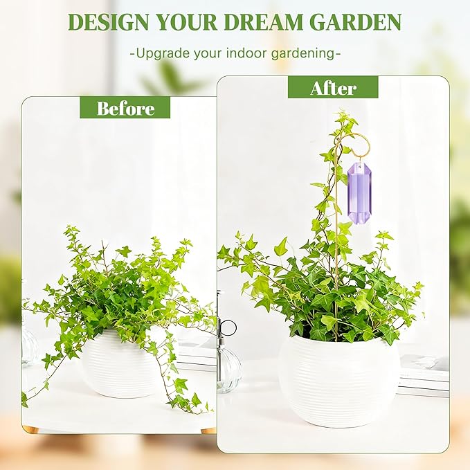 Kanpura 7 Pack Small Garden Trellis with Crystal Sun Catchers for Potted Plants 13.7 Inch Fairy Garden Plant Accessories for Mini Potted Indoor Outdoor Decorations (Colorful)