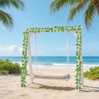 8Pcs Artificial Tropical Leaves Garland, 5.9FT Fake Monstera Leaves Vines Hanging Plant Ivy Faux Palm Leaf Greenery Garland for Garden Porch Patio Jungle Beach Birthday Party Indoor Outdoor