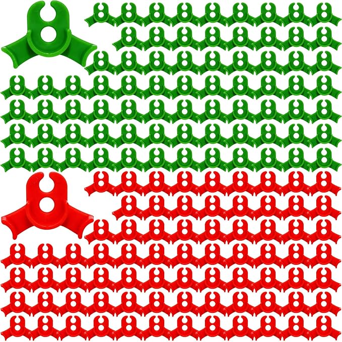 150PCS Plant Training Clips,90 Degrees Bud Trainer Clips Low Stress Training Clips Plant Stem Support Bud Bender for Flowers, Vegetables, Plant Gardening - Red and Green