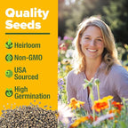 HOME GROWN Wildflower Seeds Mix - 110,600+ Seeds 3 oz, 21 Varieties, Non-GMO Wild Flower Seeds for Planting, Annual Flowers, Butterfly Garden, Pollinator Seed Mix