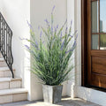 2 Pack Lifelike Artificial Tall Grass Plant Indoor Outdoor Fake Lavender Faux Plastic plantas Synthetic Pampas Grass Artificial Cattail Reed Grass for Home Office Patio Decor Housewarming Gift