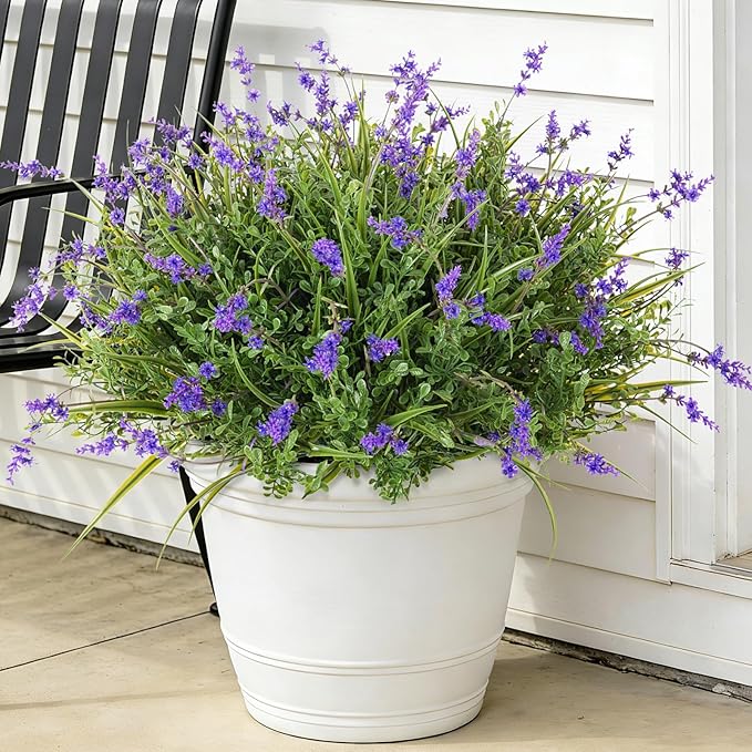 Outdoor Faux Plants UV Resistant - 12 Bouquets Realistic Artificial Monkey Grass Greenery for Patio Garden Front Porch Decor Weatherproof Fake Plants for Outside