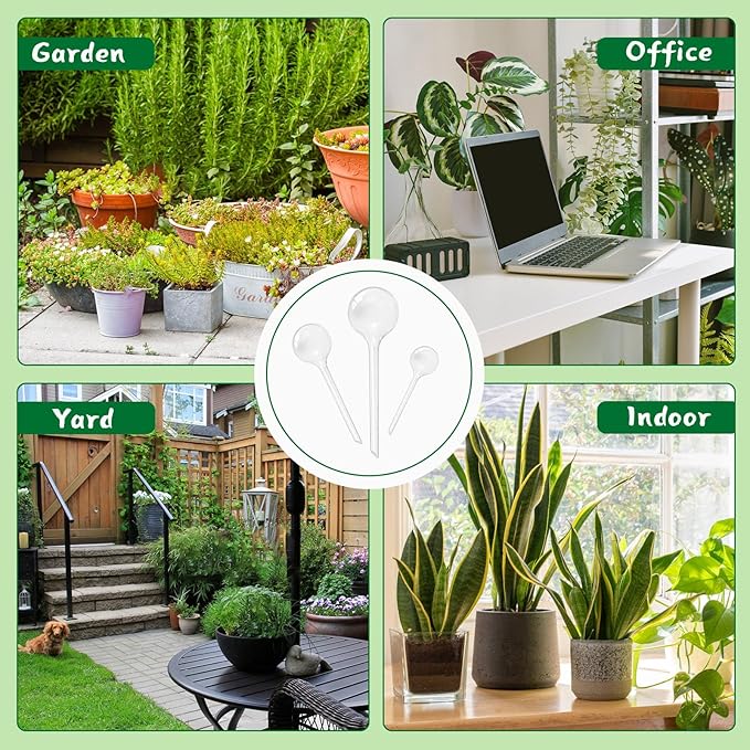 Pynqdfu 20 PCS Clear Plant Watering Globes,Plastic Self-Watering Bulbs,Self Watering Planter Insert Plant Accessories for Plants Indoor,Outdoor,Flowerpot,Home Garden(Large,Medium,Small)