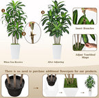7FT Artificial Dracaena Tree, Fake Tree Indoor with White Tall Planter, Tall Artificial Plants Indoor, Artificial Silk Tree for Home Office Decor Plants Indoor Outdoor (White)