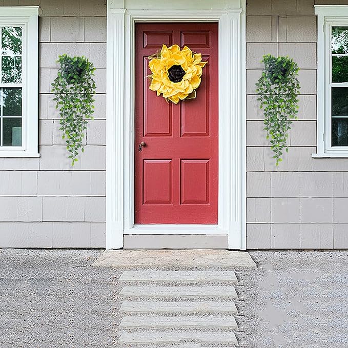 Artificial Hanging Plants,1 Pack Fake Wall Plants,Faux Mandala Vines Potted Plants,Plastic Greenery with Planter for Indoor Outdoor Garden Patio Office Décor