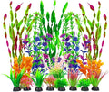 Artificial Aquarium Plants Set, Plastic Fish Tank Decorations, Fish Tank Decor for Betta Goldfish (18pcs-Colorful)