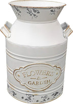 Soyizom Vintage Rustic Farmhouse Galvanized Metal Shabby Chic Flower Vase Watering Can Tin Jug French Style Bucket Pot Pitcher Flower Holder Vase with Handle for Kitchen Garden Decor —Large,9.8" H