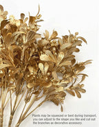 PASYOU Artificial Gold Plants Decor, Fake Simulation Flower Leaves for Christmas Wedding Indoor Outdoor Home Balcony Patio Planter Filler DIY Decoration Golden Berry Plant Bundles - 3 Pack