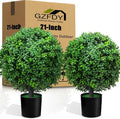 21-Inch Artificial Topiary Boxwood Ball Trees (Set of Two) – Lifelike, UV-Resistant Decor for Indoor & Outdoor Use – Enhance Your Space with Vibrant Greenery
