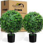 21-Inch Artificial Topiary Boxwood Ball Trees (Set of Two) – Lifelike, UV-Resistant Decor for Indoor & Outdoor Use – Enhance Your Space with Vibrant Greenery