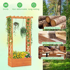 MAT EXPERT Raised Garden Bed with Trellis & Hanging Roof, Lattice Panel with Drainage Hole for Flower, Climbing Plant, Herb, Planter Box for Garden, Patio, Yard (1, 31" L x 14" W x 60" H)