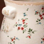 Xiaan Jiaju Ceramic Vases for Centerpieces, Shabby Chic Vase & Flower Pot with Drainage, Country Chic Decor for Office Room Garden Balcony Mantel Fireplace Table & Shelf, Red Floral