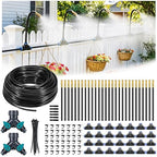 HIRALIY 360° Adjustable Drip Irrigation System 165FT, 1/4" Tubing with Adjustable Copper Nozzles, Automatic Atomizing Watering Kit for Garden, Yard, Lawn, Greenhouse & Potted Plants