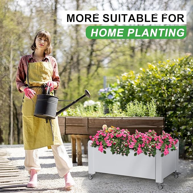 Durable Resin Raised Garden Bed with Drainage Holes & Reinforced Corners - Lightweight Flower Boxes Outdoor for Vegetables, Herbs, and Patio Garden Enclosure System (Ashen, 30.04*17.72*17.56)