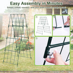 Heavy Duty 48"x16" Adjustable A-Frame Cucumber Trellis for Climbing Plants,iGreely Foldable Frame Rust-Proof Metal Trellis with Dense Grid,Perfect for Raised Beds, Garden,Tomatoes,Outdoor(Green)