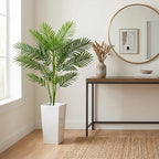 Garvee 4.2FT Artificial Palm Tree, Tall Faux Tropical Areca Plants with White Tall Planter, Fake Potted Tree with Lifelike Leaves for Indoor Living Room Bedroom Home Office Decor