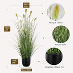 3FT / 4FT Extra Lush Artificial Plant (2pcs), Luxury Fake Tall Plants with Pot, Luxury Faux Tall Greenery with Dogtail for Garden Porch and Home Decor (Green, 4FT)