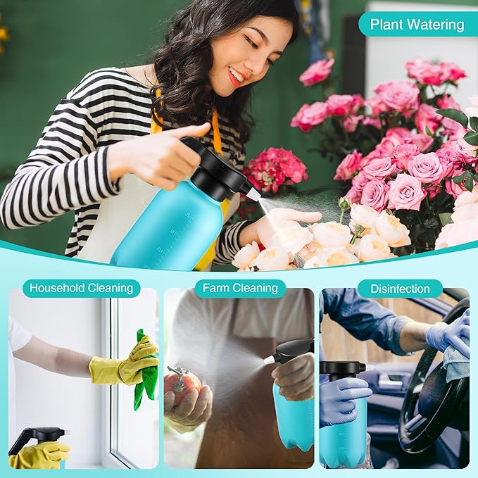 Electric Spray Bottle Plant Mister for Indoor Outdoor Plants, 0.5 Gallon Automatic Watering Can Rechargeable Battery Powered Sprayer with Adjustable Spout for Gardening, Cleaning (Blue Style)