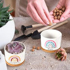 Sieral 6 Pcs Thank You Employee Appreciation Gift Succulent Pots Social Worker Gift Ceramic Plant Pot with Bamboo Tray Succulent Planter for Coworker Teacher, Plants Excluded (Boho Style)