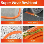 SPECILITE Garden Water Hose 25 ft x 3/4 in Heavy Duty, Flexible and Lightweight, Burst 600 psi, Kink-less Hybrid Rubber Pipe for Backyard, 3/4'' Brass Fittings, Orange