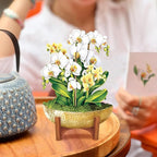 Freshcut Paper Pop Up Cards, Mini Serenity Orchid, 6 Inch Mini Sized Paper House Plants 3D Popup Greeting Card, Birthday Card, Get Well Gifts, Blank Notecard & Envelope