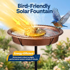 VIVOHOME Oval Bird Bath with Solar Fountain for Outside, Weather-Resistant ABS Birdbath Bowl with Solar Powered Pump, Metal Ground Stake for Outdoor, Garden, 1.3 Gallons, Bronze
