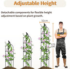 1 Pack Garden Obelisk Trellis for Climbing Plants Outdoor, 6FT Adjustable Metal Plant Support with 3 Decorative Tops, Black Rustproof Trellis for Roses, Tomatoes, Clematis & Vines