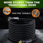 Relxitl Garden Hose, Flexible Water Hose, Ultra Lightweight Non-Expanding hose with 10 Function Sprayer, Leak proof, Pressure Resistant for Yard, Outdoor (Black, 100FT)