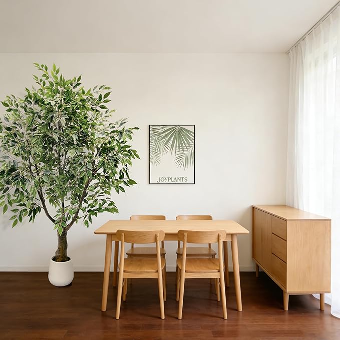 Ficus Tree Artificial 6FT, Artificial Indoor Plants with White Pot Lifelike Branches and Realistic Leaves,Perfect for House Living Room Office Garden Gate Outdoor