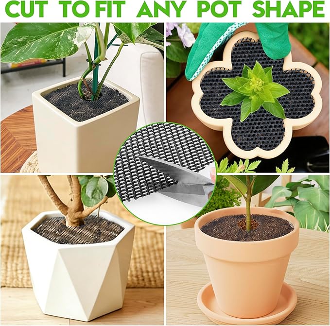 6 Pack Plant Pot Grids - 11.8 Inch Cuttable Soil Cover Protector from Cats, Animals Digging Stopper, Indoor Plant Pot Soil Guard for Outdoor Garden Balcony